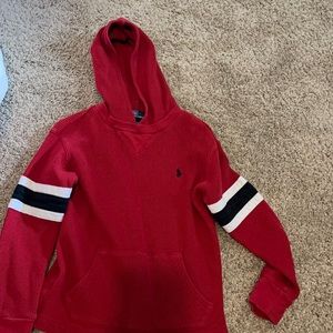 Red Ralph Lauren polo long sleeve with hood